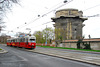 Tram in front of the Flakturm VII - G-turm