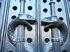 brompton cemetery, london,bronze gates of the catacombs, built by benjamin baud in 1838