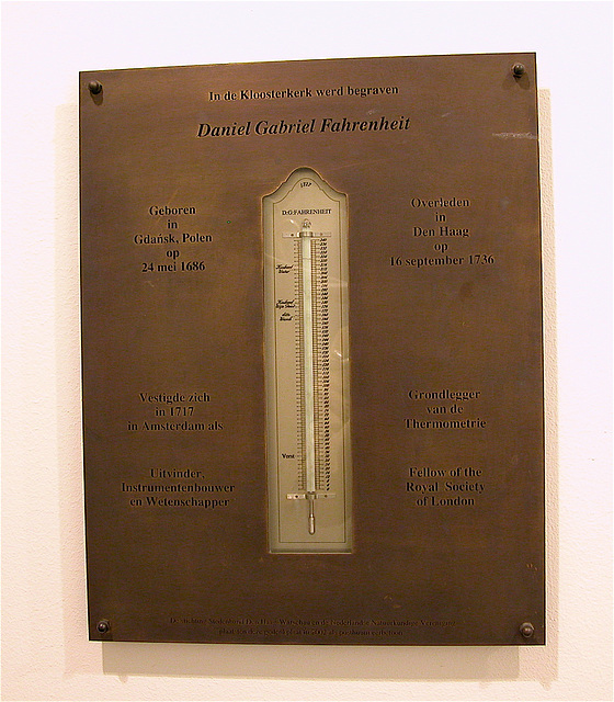 Plaque commemorating Fahrenheit