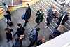 People leaving and entering the platforms