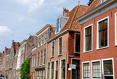 17th Century houses along the Langebrug (Long Bridge) in Leiden