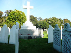 brompton cemetery, london,guards' memorial, erected 1889, with seperate names on the surrounding tombstones