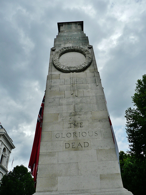 cenotaph, whitehall, london,lutyens' classic subtle design of 1919-20, originally made up as a temporary structure of wood and plaster, but so popular that the portland stone rapidly replaced this. th