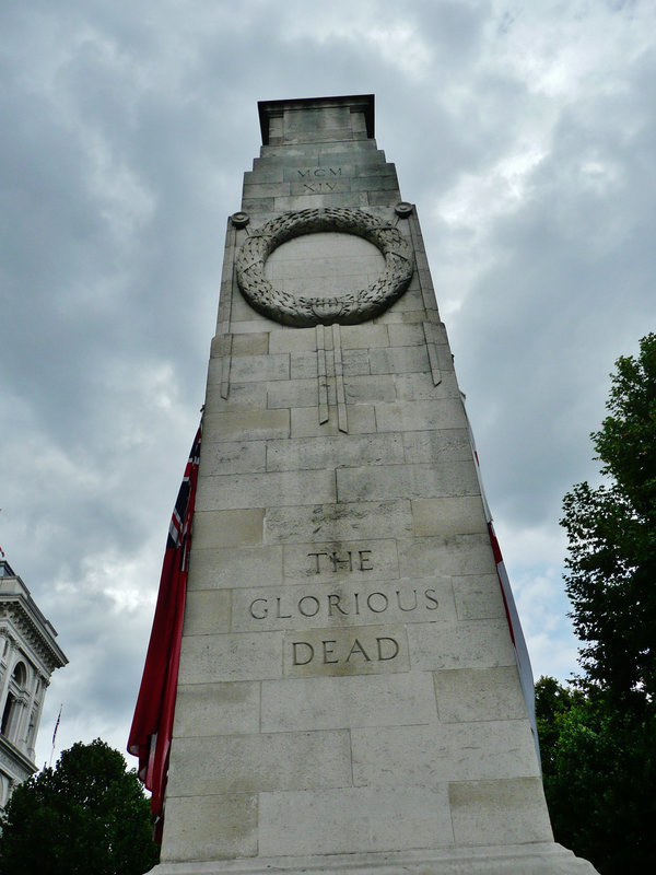 cenotaph, whitehall, london,lutyens' classic subtle design of 1919-20, originally made up as a temporary structure of wood and plaster, but so popular that the portland stone rapidly replaced this. there are no verticals or horizontals, all of the li