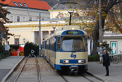The tram to Vienna waiting at Baden