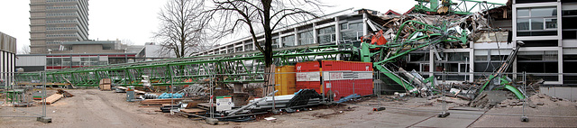 Fallen down crane panorama Fallen down crane panorama