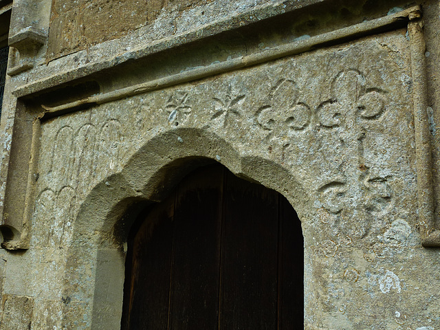 westwood church,, wilts, c13 priests' door with incised patterns