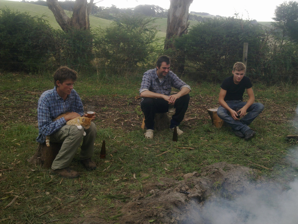 Marijn, Ad & Kees by the bonfire