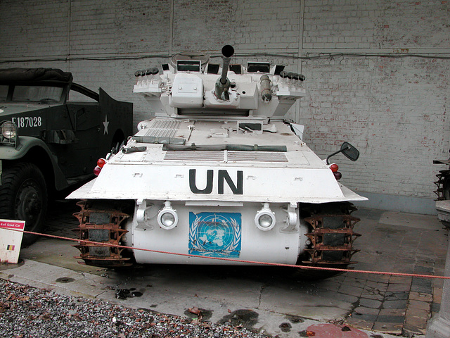 Scimitar light tank in UN colours