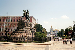 Kiev: the statue of Bohdan Khmelnytsky on the square before St. Sophia's Cathedral