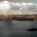 Mull's mountains in the distance from above Connel - aerial