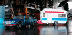 Old toys: Jaguar with caravan