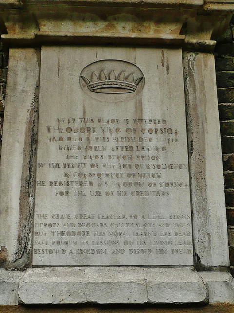 king of corsica's memorial, st.anne's church, soho, london