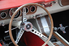 Oldtimer day at Ruinerwold: Dashboard of a Ford Mustang