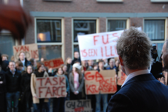 433rd dies natalis of Leiden University: student protest at proposed merger of faculties