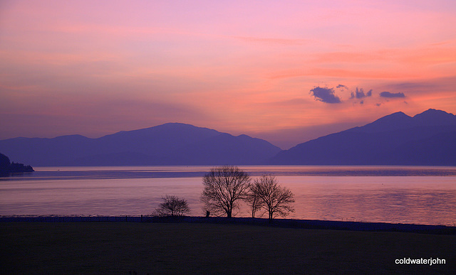 Ballachulish at dusk from Glencoe