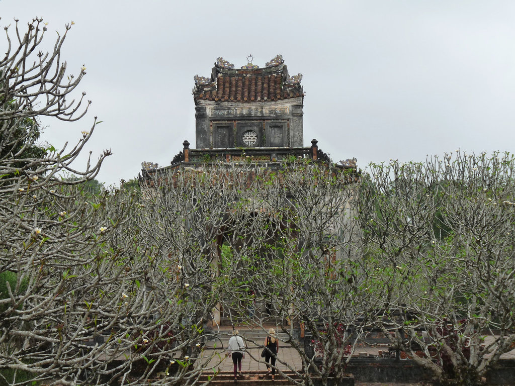 Stele Pavilion through the Frangipani