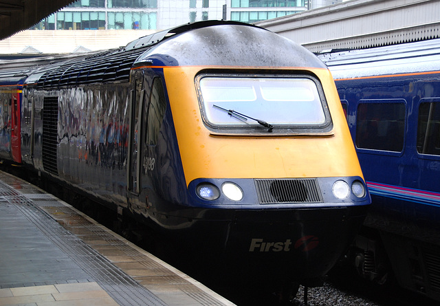 British train 43198 arriving at Paddington