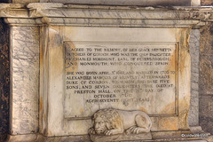 Henrietta's Memorial stone in the ruins of Elgin Cathedral