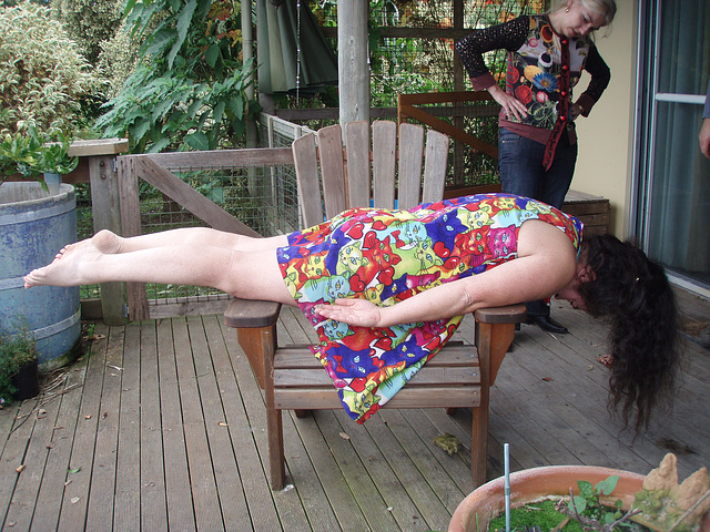 Sandy planking on chair