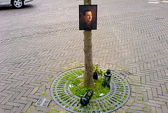 Mysterious shrine on the Station Square in Leiden