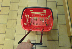 Supermarket basket with wheels