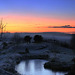 Sunset over the trout pond on a cold and frosty evening