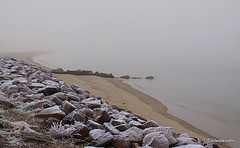 Cold foggy day on the beach at Nairn  -8.5C.