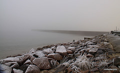 Nairn Harbour breakwater in freezing fog - HDR