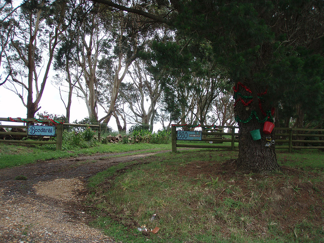 Christmassy farm entrance