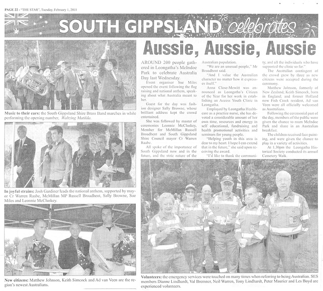 the New Australilans of South Gippsland