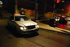 Mercedes-Benz E-class taxi in front of Amsterdam Central Station