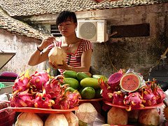 Selling Fruit near the One Pillar Pagoda