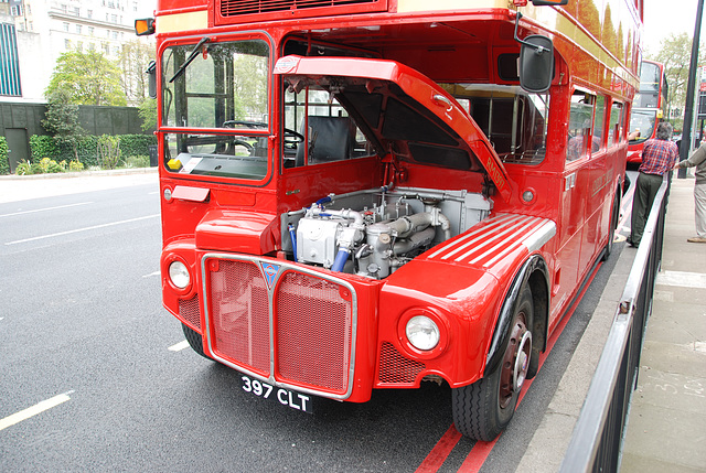 Routemaster with open bonnet