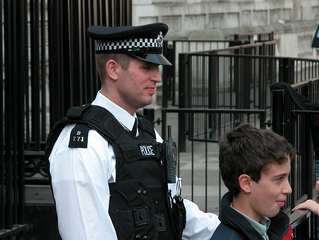 In front of Downing Street