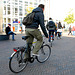 Biking in front of Leiden Centraal station