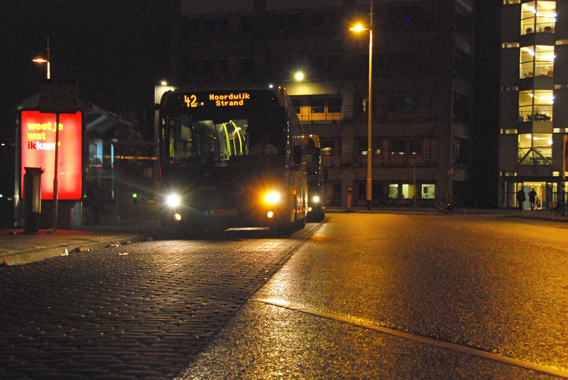 Number 42 bus at night