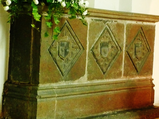 writtle church, essex, c16,tomb chest of richard weston, 1572, taking the place of the easter sepulchre in the chancel