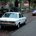 This morning: My white Merc, a pink Plymouth and a silver Alfa Romeo