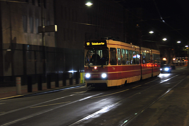 Tram in the Hague in front of the American embassy