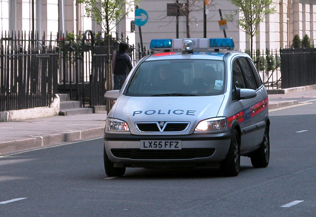 Police car on the move