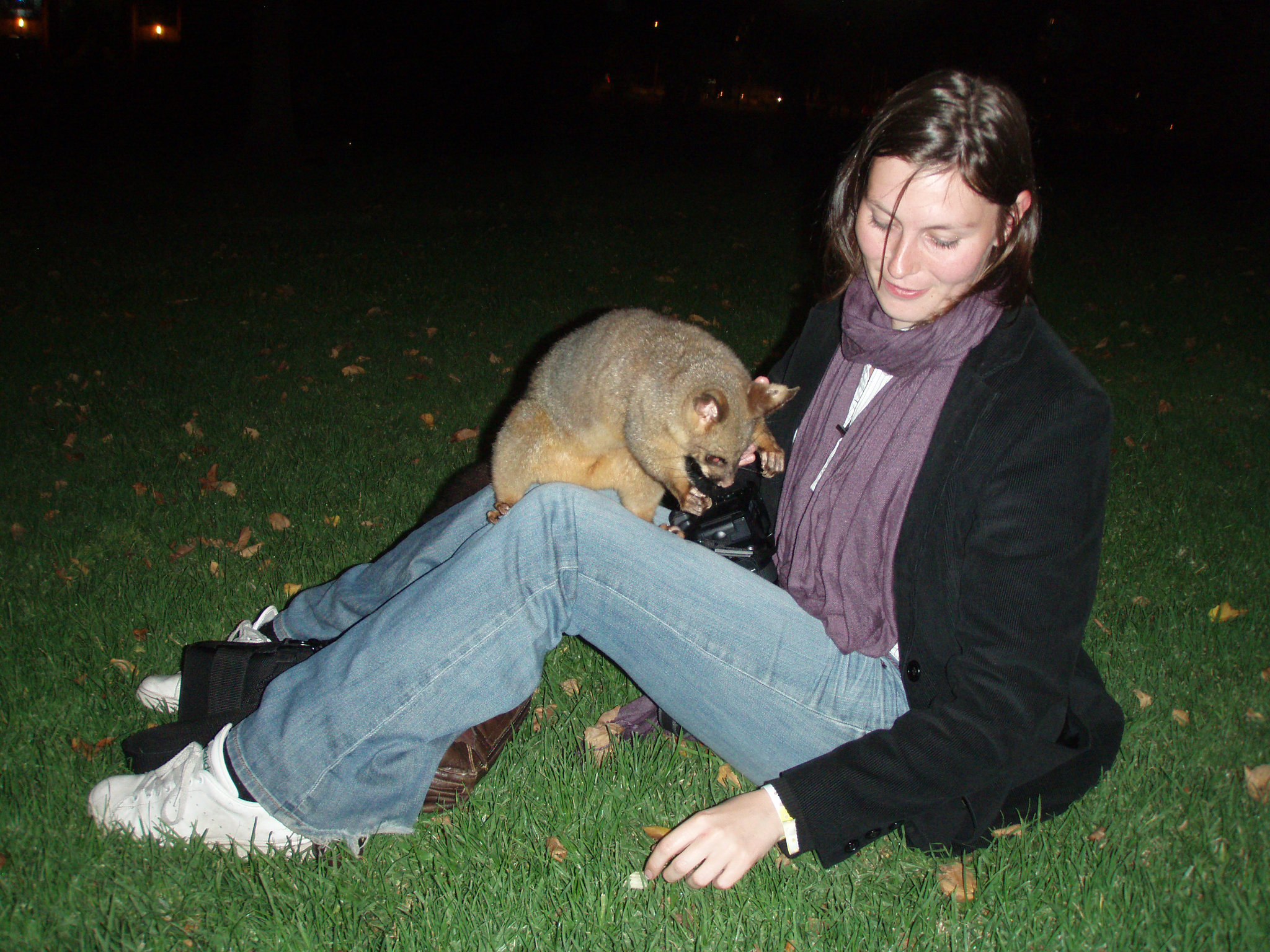 Emilie & possums in Treasury Gardens