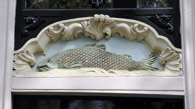 Ornament above a door of a salmon