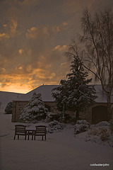 Courtyard winter dawn