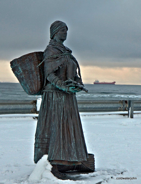 Fishwife on the quay - Nairn, Winter afternoon