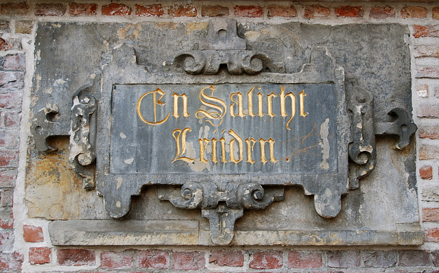Stone on the demolished Church of Our Lady in Leiden