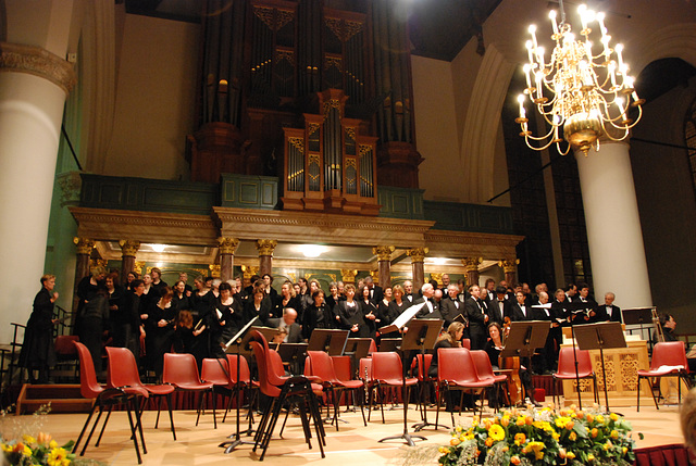 Choir into position, orchestra yet to arrive for the second part of the Johannes Passion