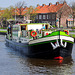 Motor passenger ship Jelmar waiting for the Spanjaardsbrug (Spaniard's Bridge) in Leiden