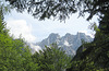 Blick von der Straße auf den Vršič-Pass unter der Russischen Kapelle