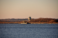 Valkenburgse Meer and the tower of the former military airfield Valkenburg